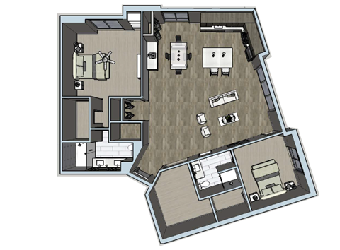 Floor plan for 2 beds, 2 baths, 1656 sqft
